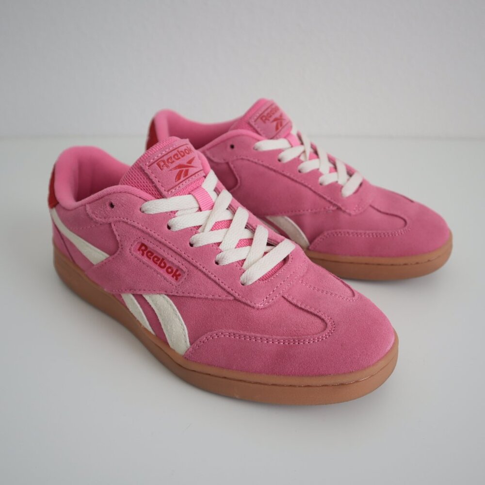 Reebok Pink and Cream Suede Forte Lounger Sneaker | 7